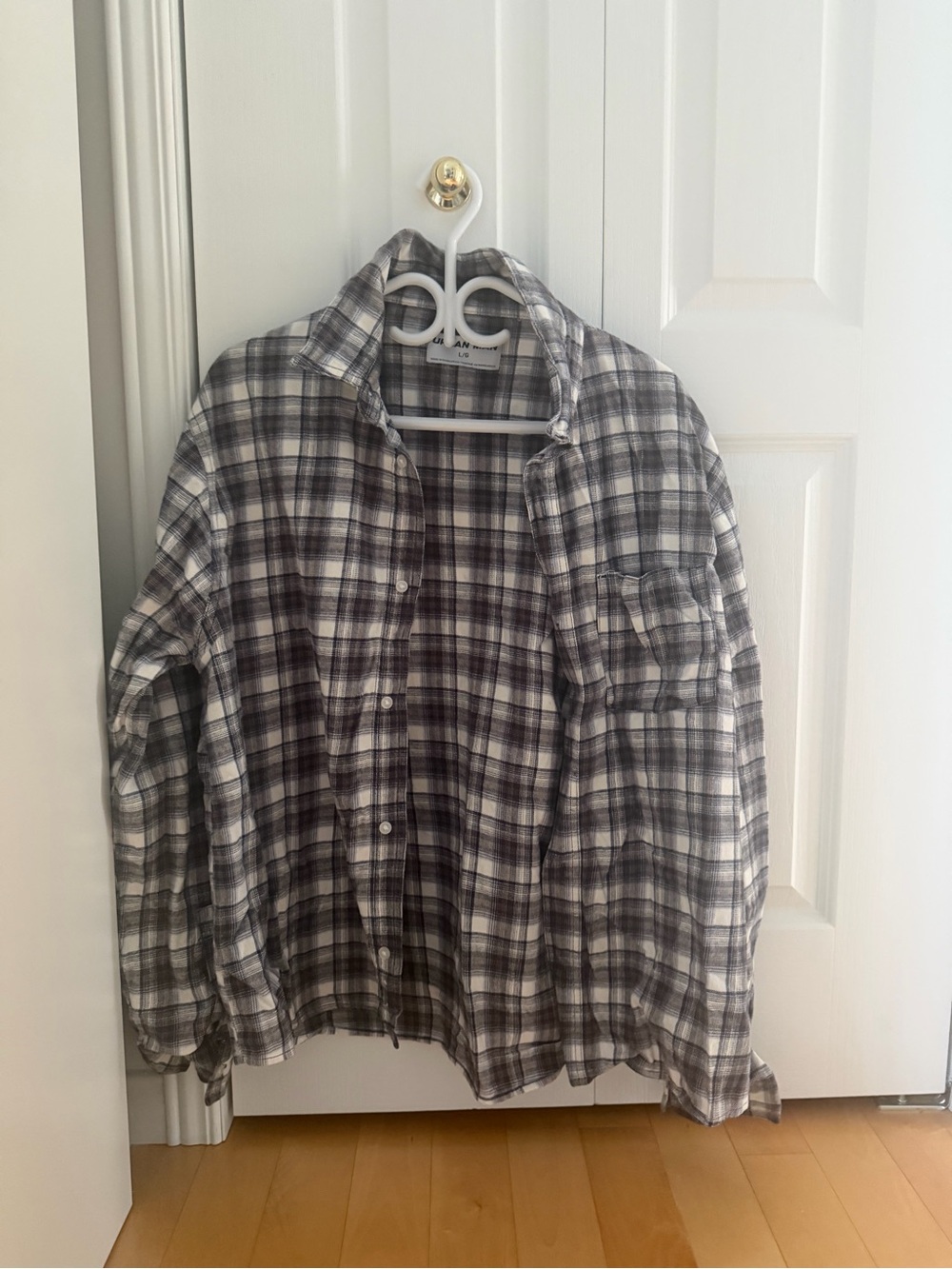Gray Plaid Button-Front Shirt Jacket - Unbranded